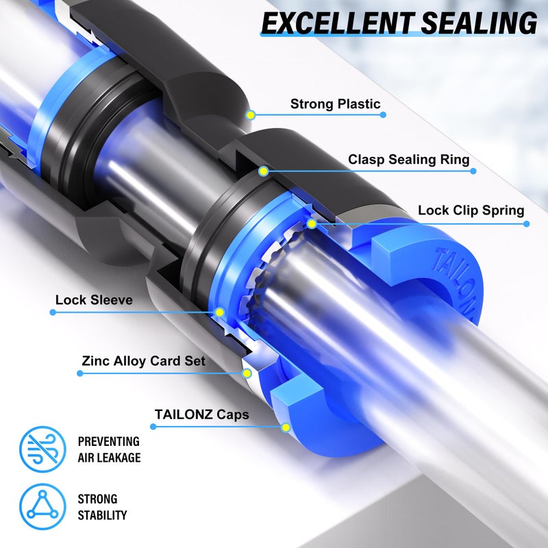 TAILONZ PNEUMATIC 12mm od Push to Connect Fittings Pneumatic Fittings Kit 5 Spliters+5 Elbows+5 tee+5 Straight (20 pcs) - Image 3